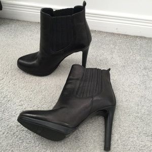 Black leather booties